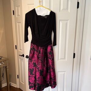 SLNY Black and Pink A-Line Skirt